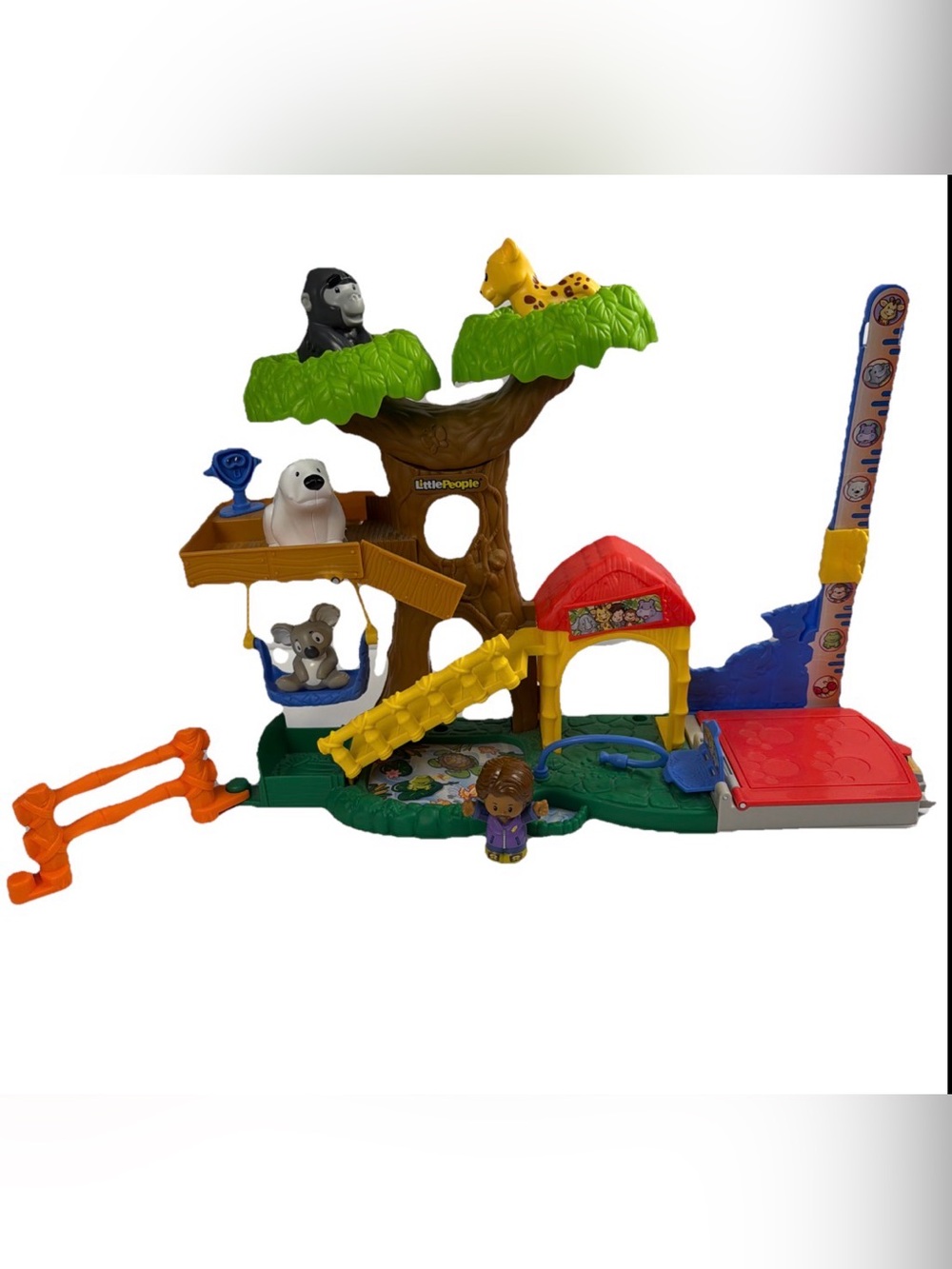 LOT-Fisher Price Little People Animal Zoo Tree House Swing Play Set + 5 Figures